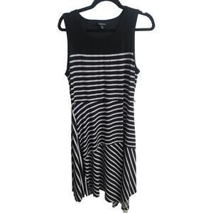 George Woman's Black/White Stripe Sleeveless Dress Size L 12/14